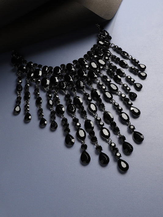Silver-Plated Crystal-Studded Necklace
