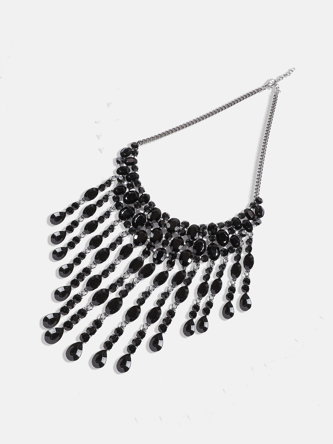 Silver-Plated Crystal-Studded Necklace