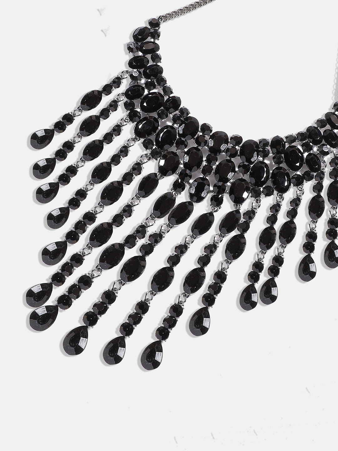 Silver-Plated Crystal-Studded Necklace