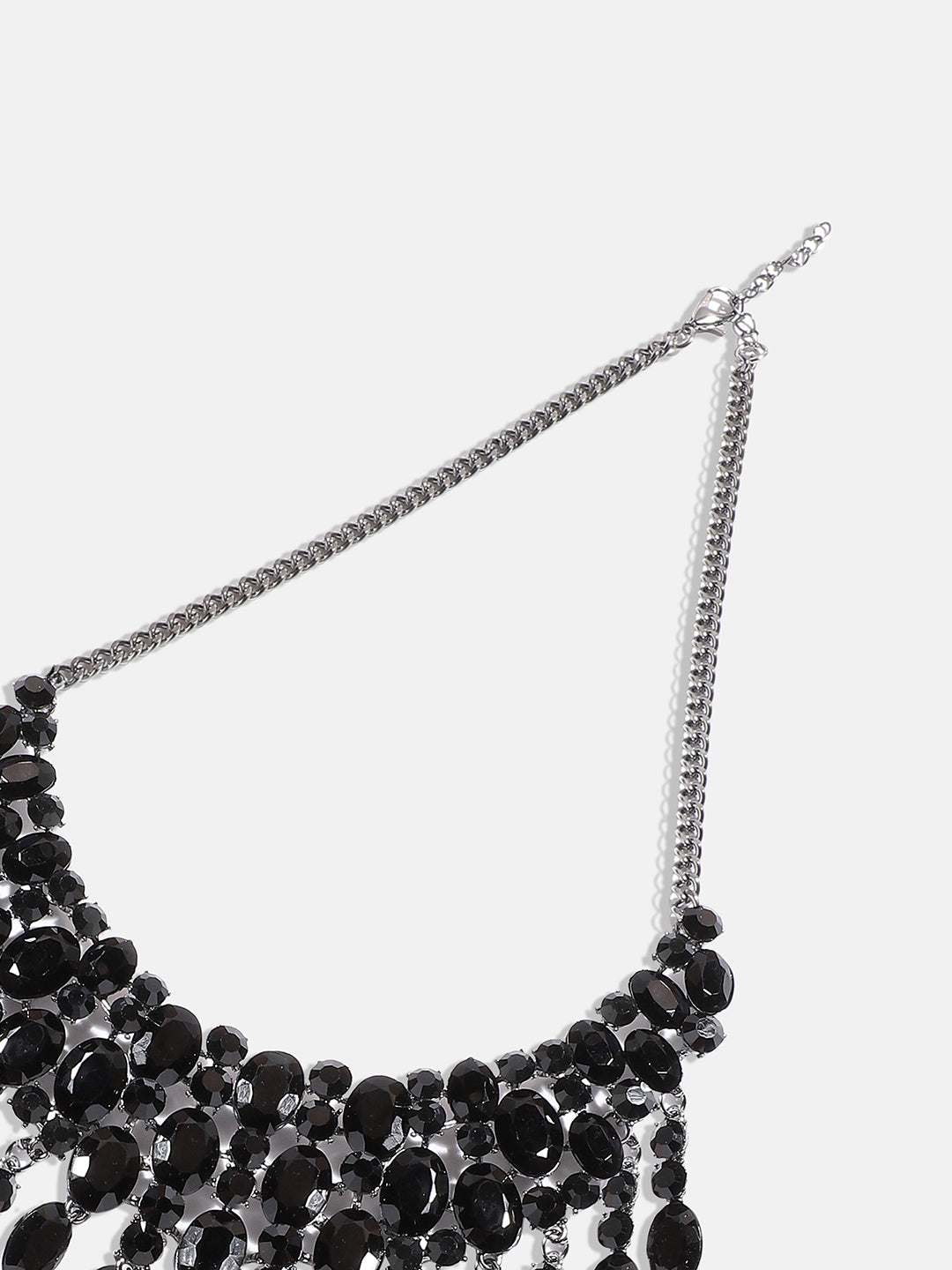 Silver-Plated Crystal-Studded Necklace