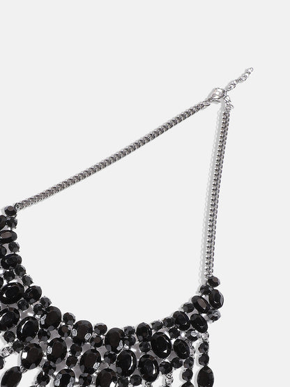 Silver-Plated Crystal-Studded Necklace