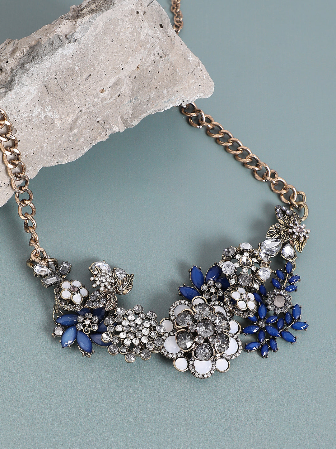Gold Plated Crystal Studded Beaded Necklace