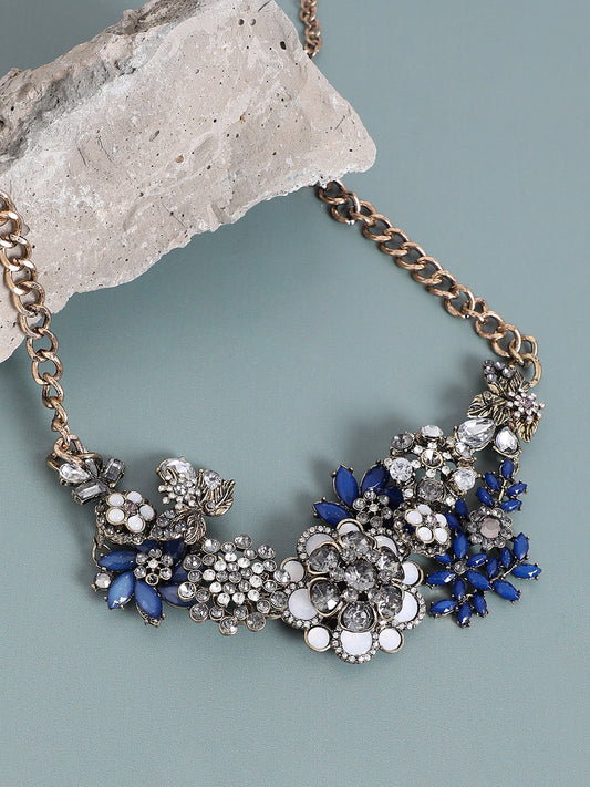Gold Plated Crystal Studded Beaded Necklace