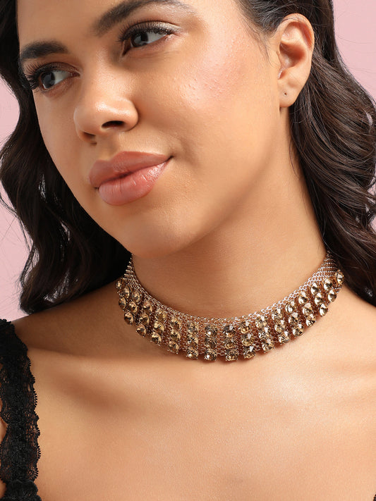 Crystal Gold-Plated Choker Necklace