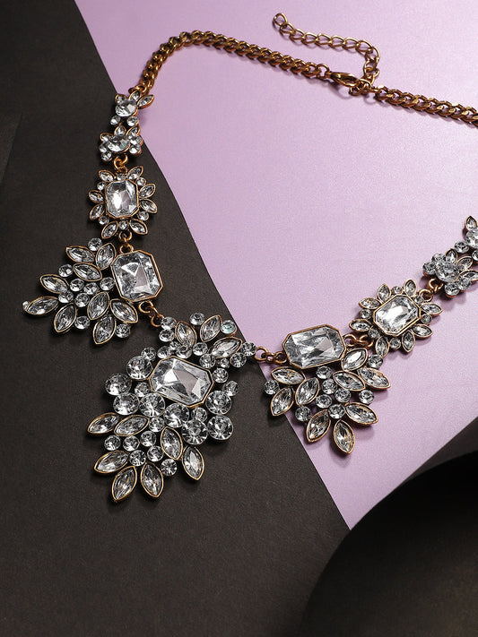 Gold Plated Stone Studded Choker Necklace