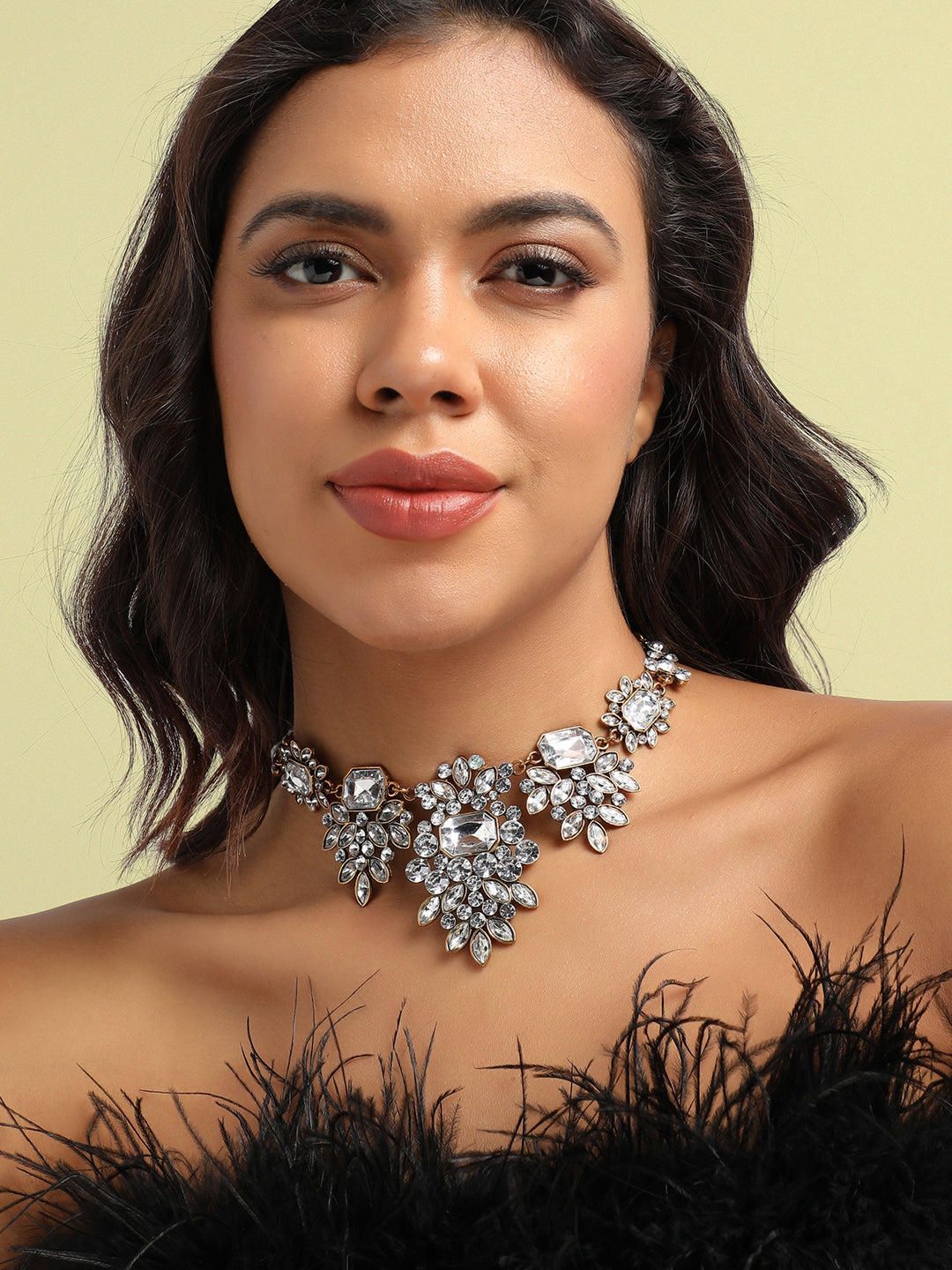 Gold Plated Stone Studded Choker Necklace