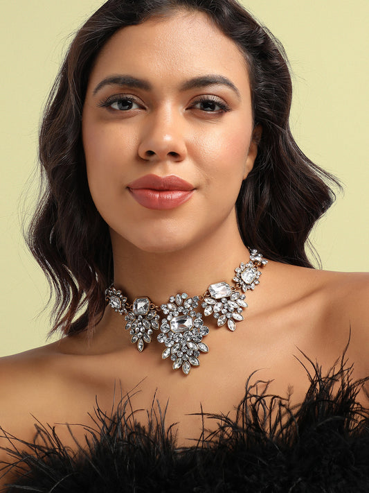 Gold Plated Stone Studded Choker Necklace