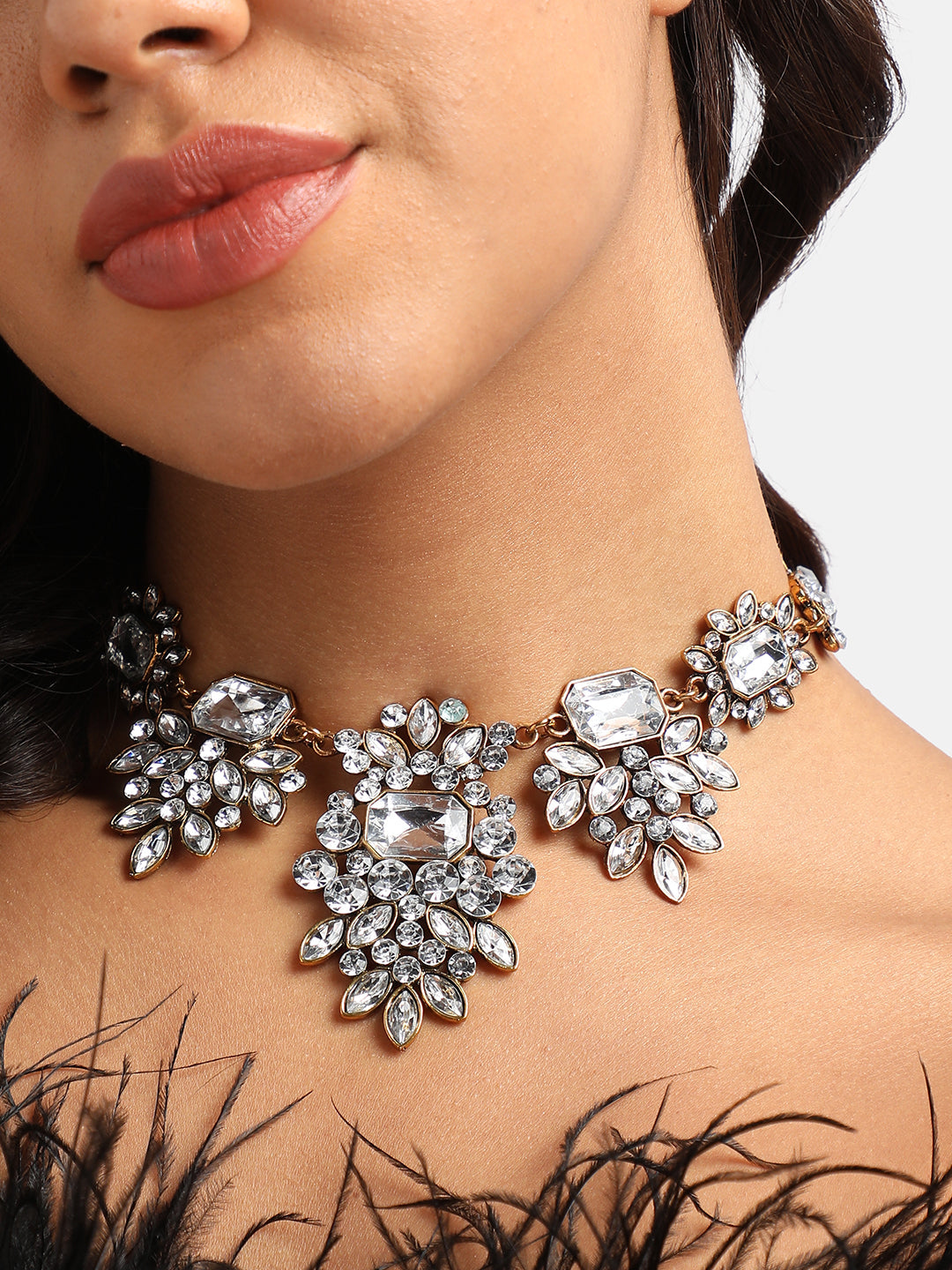 Gold Plated Stone Studded Choker Necklace