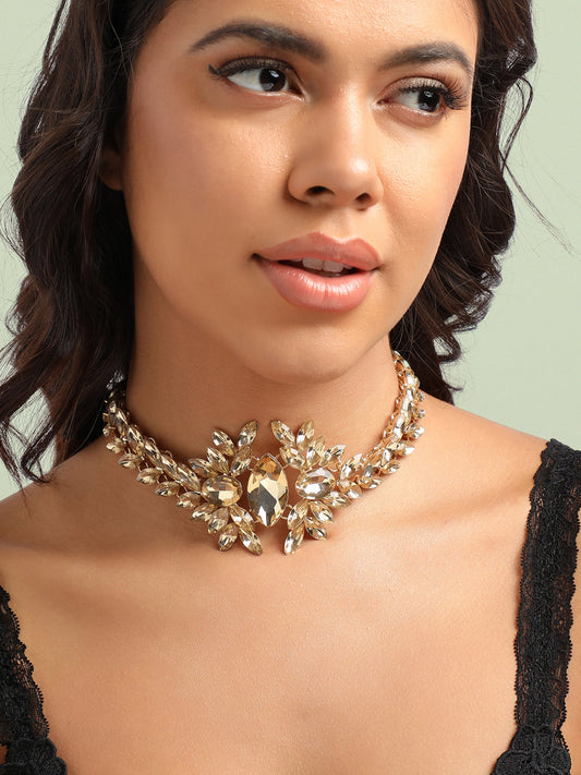 Gold-Plated Stone-Studded Choker Necklace