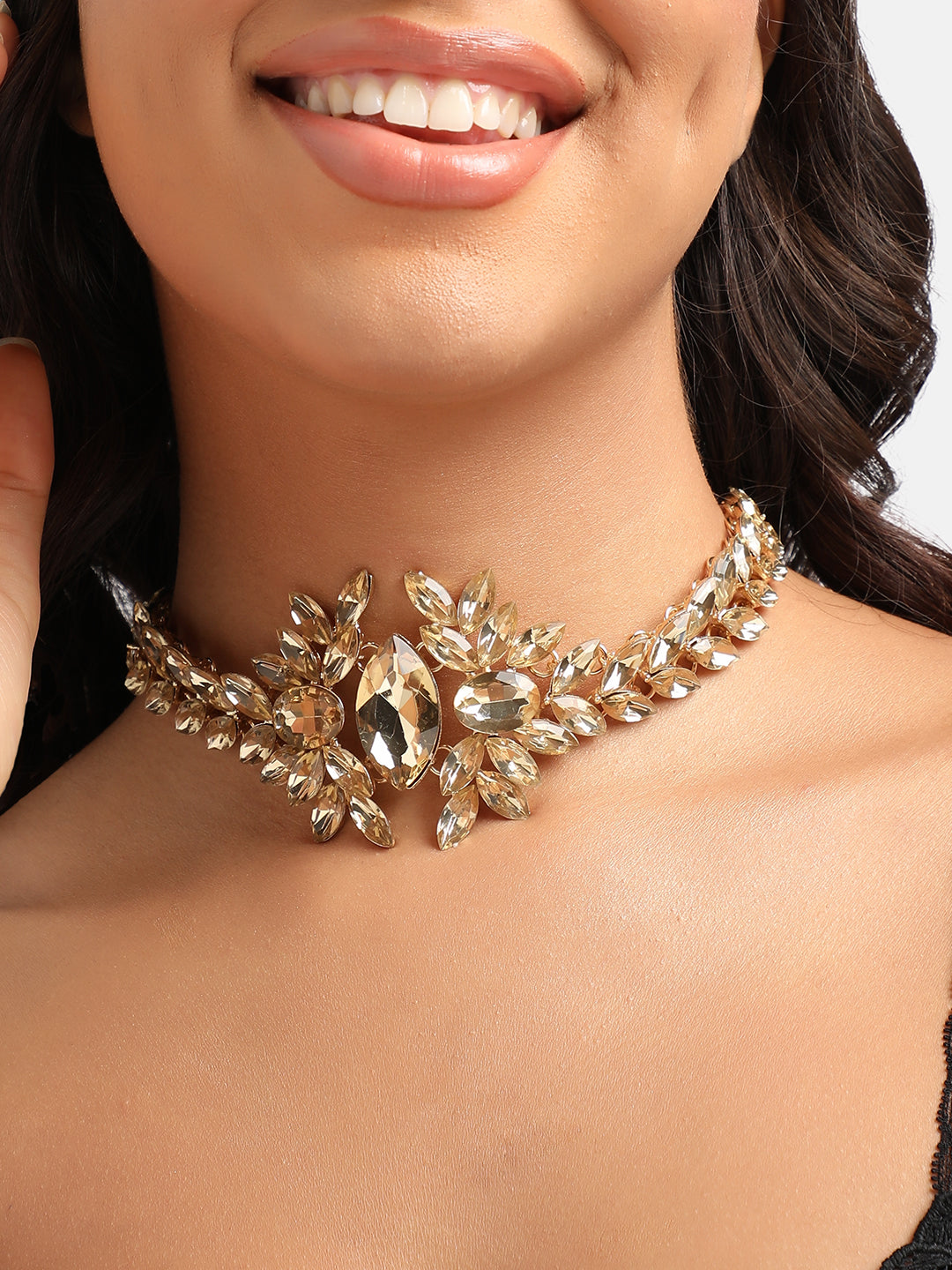 Gold-Plated Stone-Studded Choker Necklace