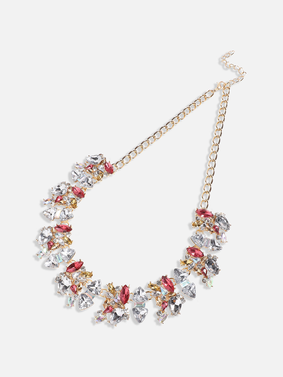 Gold Plated Crystal Studded Beaded Necklace