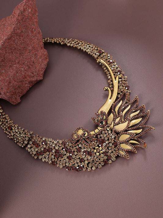 Gold-Plated Stone-Studded Necklace