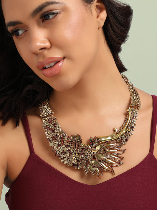 Gold-Plated Stone-Studded Necklace