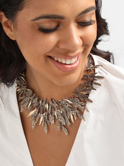 Gold-Plated Stone-Studded Necklace
