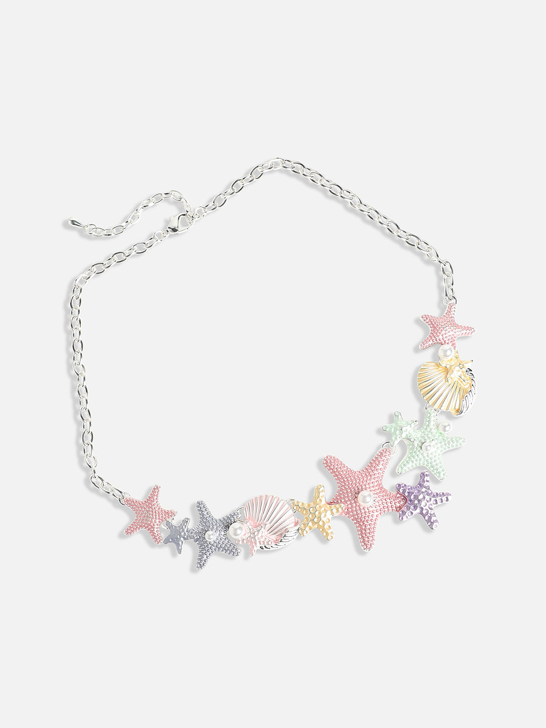 Silver-Plated Starfish Beaded Necklace