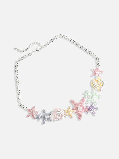 Silver-Plated Starfish Beaded Necklace
