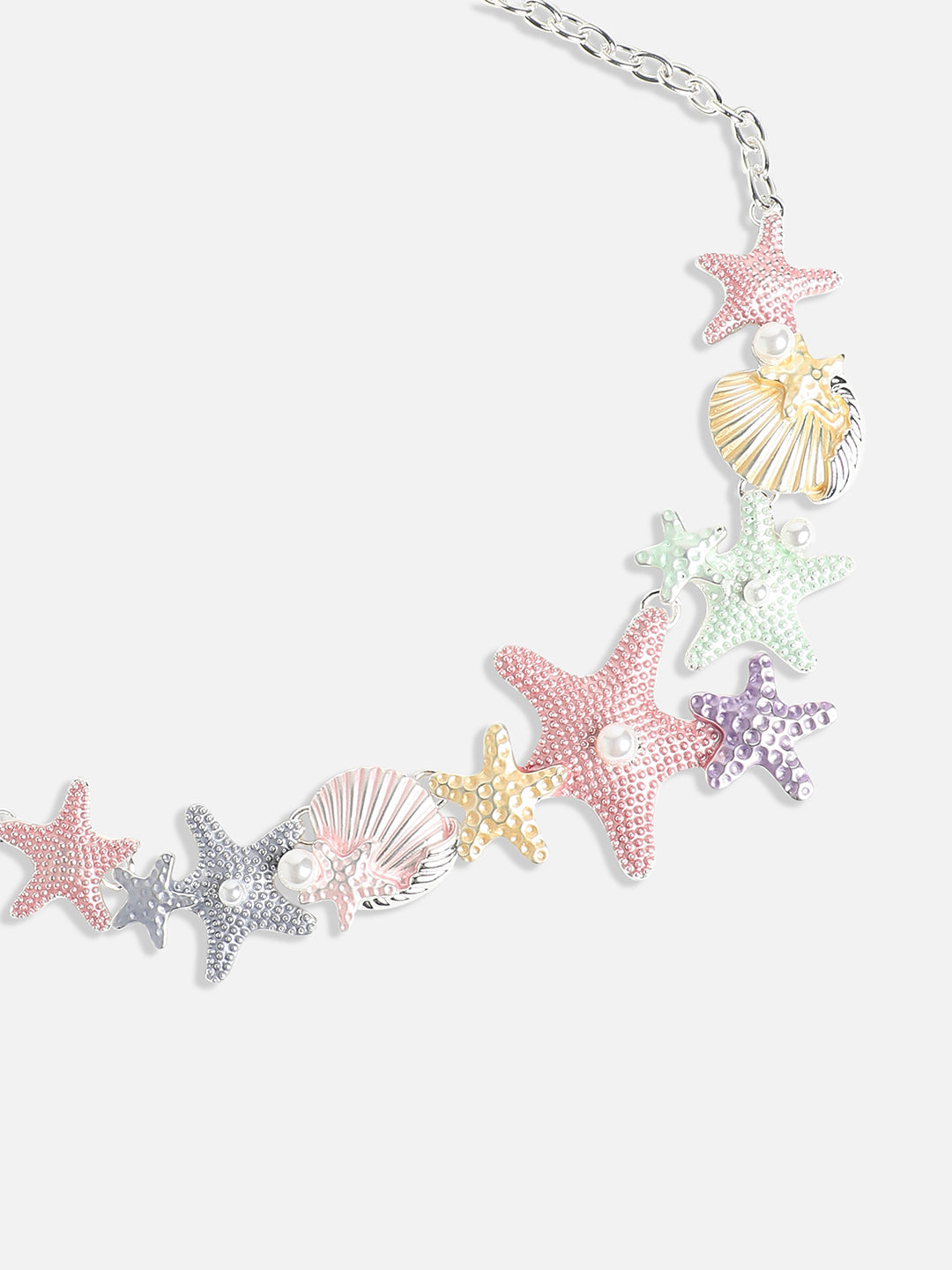 Silver-Plated Starfish Beaded Necklace