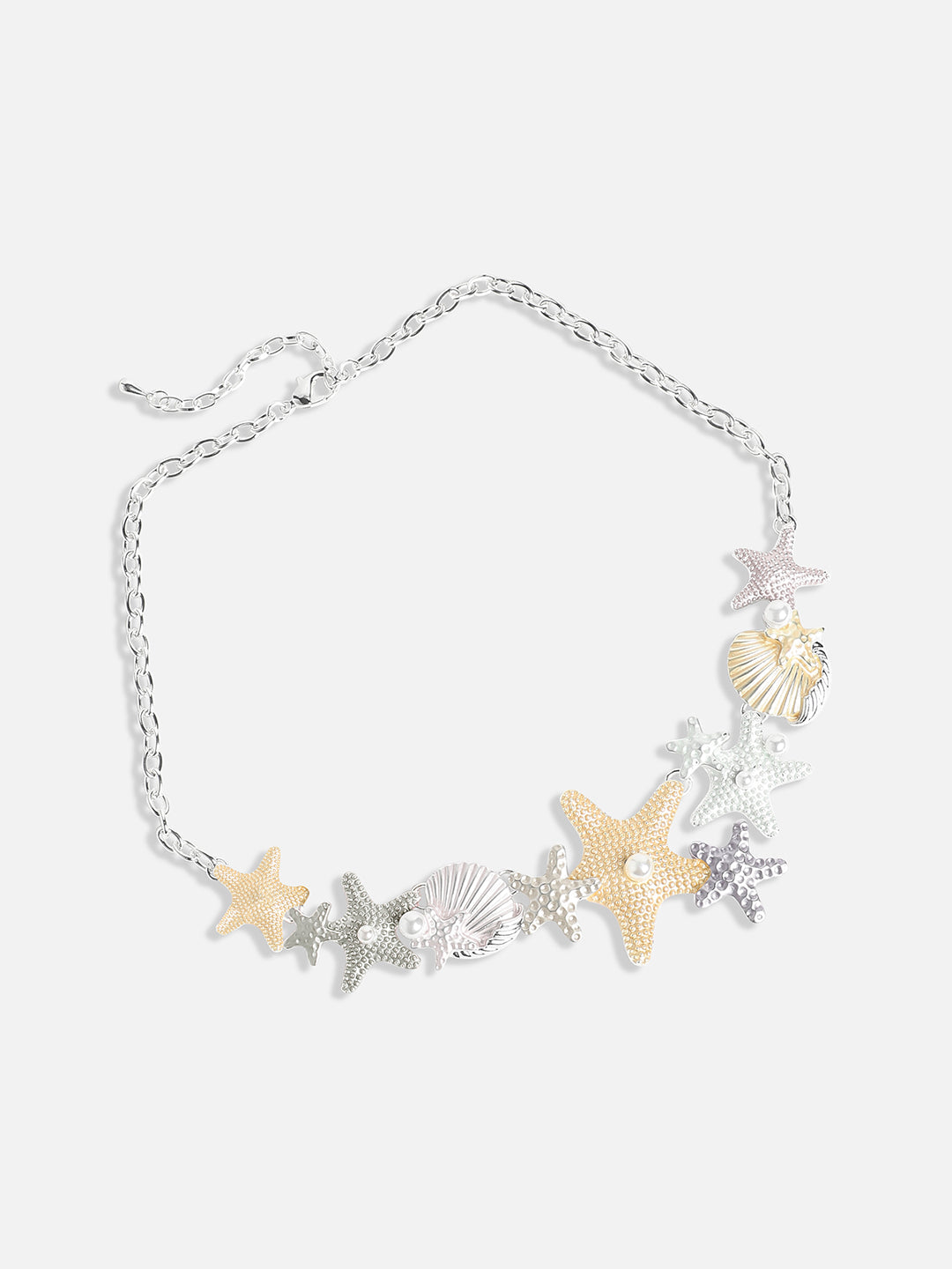 Silver-Plated Starfish Beaded Necklace