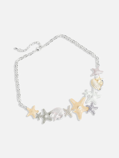 Silver-Plated Starfish Beaded Necklace