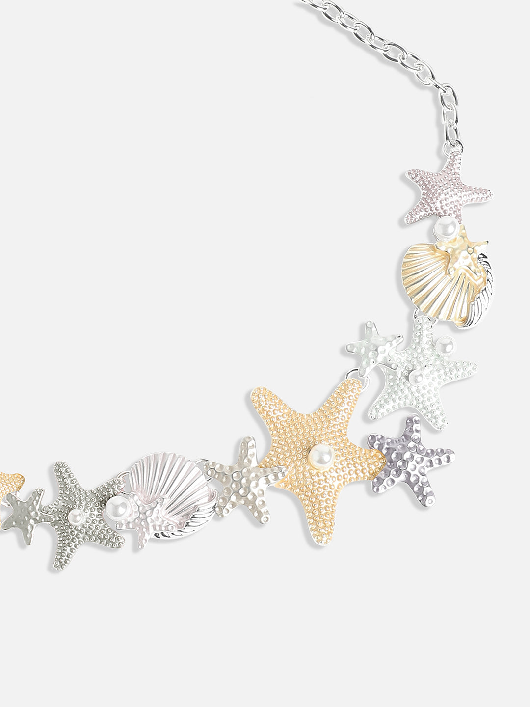 Silver-Plated Starfish Beaded Necklace