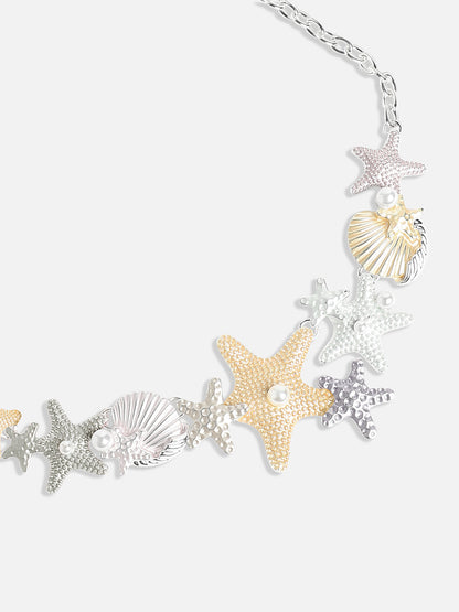 Silver-Plated Starfish Beaded Necklace