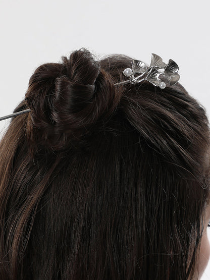 The Foliage Hairpin - Metallic Silver-SOHIPN6137