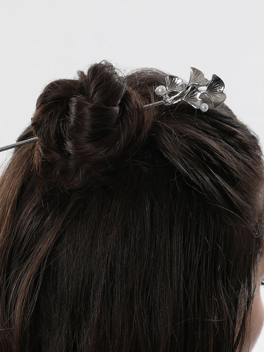 The Foliage Hairpin - Metallic Silver-SOHIPN6137