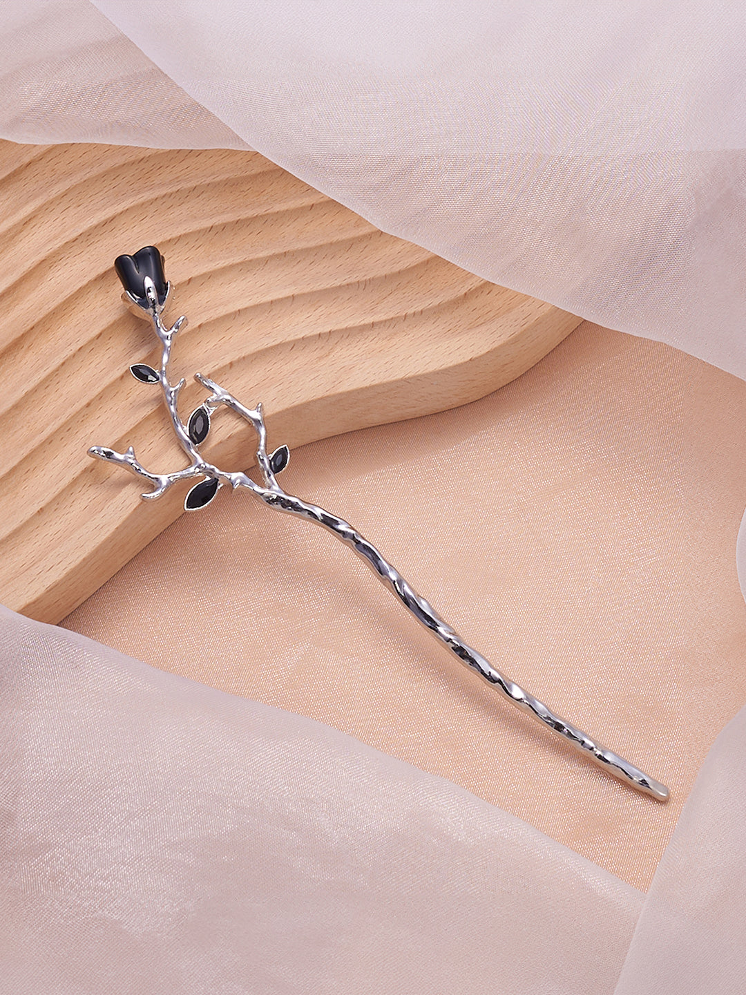 The Thorn Rose Hairpin - Metallic Silver-SOHIPN6140