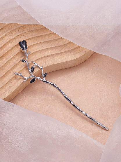 The Thorn Rose Hairpin - Metallic Silver-SOHIPN6140