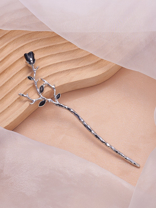The Thorn Rose Hairpin - Metallic Silver-SOHIPN6140