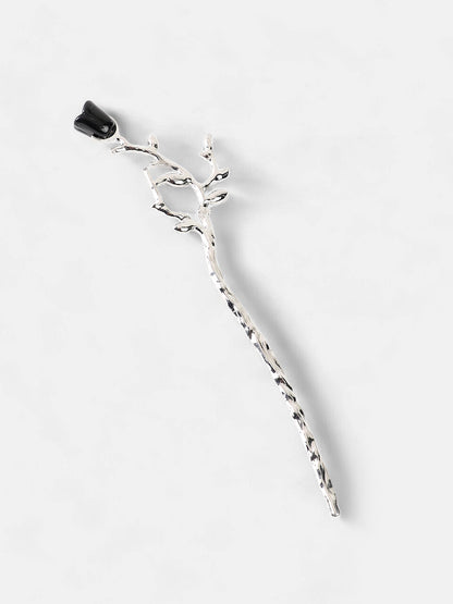 The Thorn Rose Hairpin - Metallic Silver-SOHIPN6140