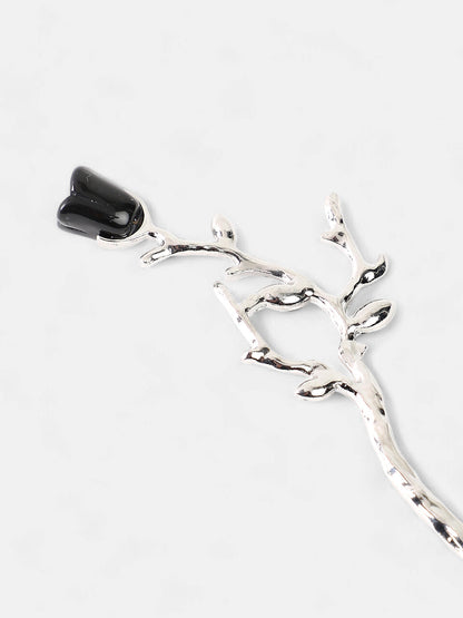 The Thorn Rose Hairpin - Metallic Silver-SOHIPN6140