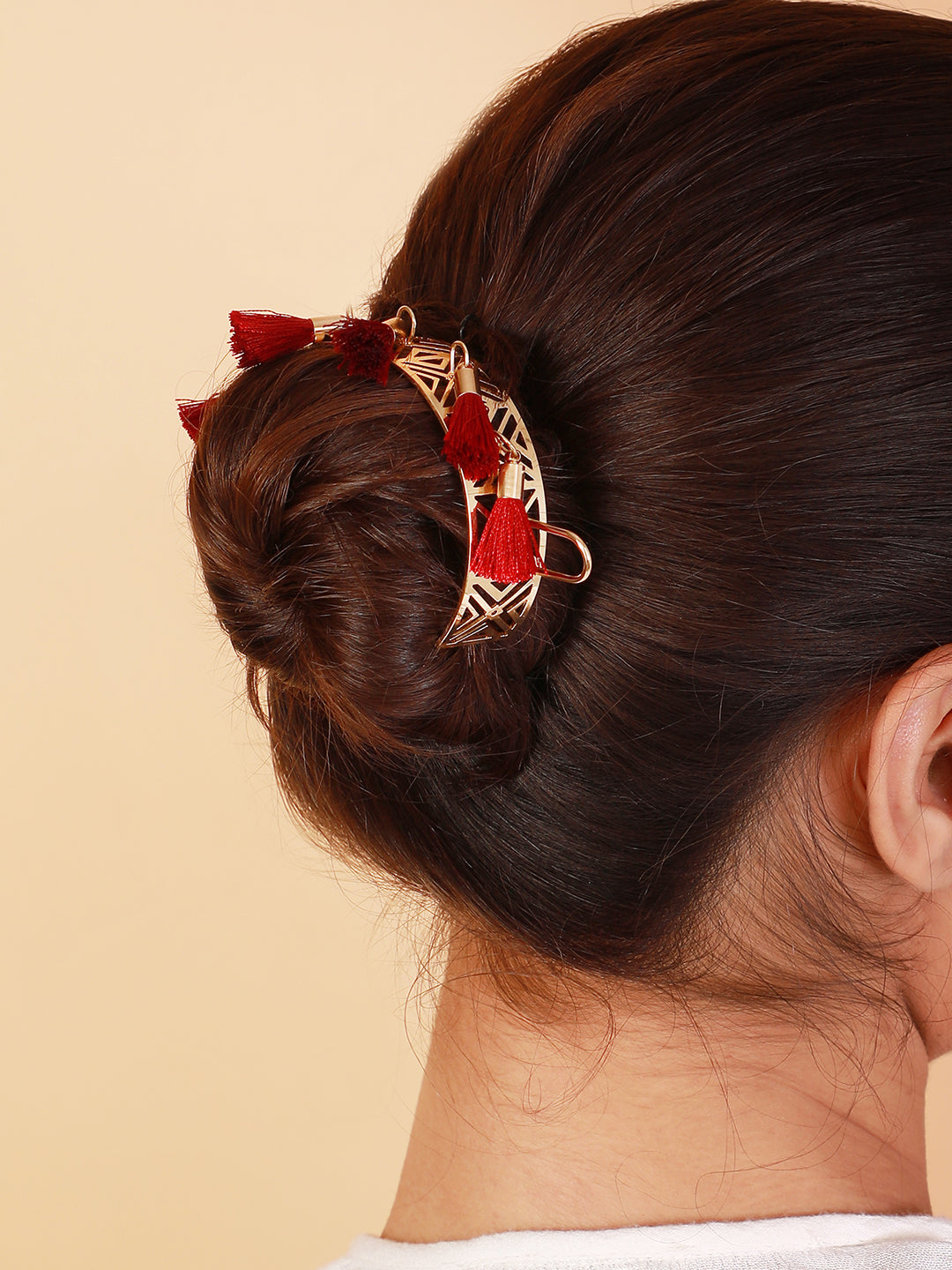 The Tassel Hair Pin - Crimson Red-SOHIPN6269