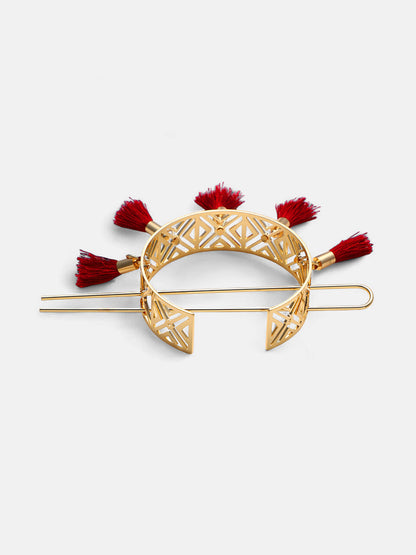The Tassel Hair Pin - Crimson Red-SOHIPN6269