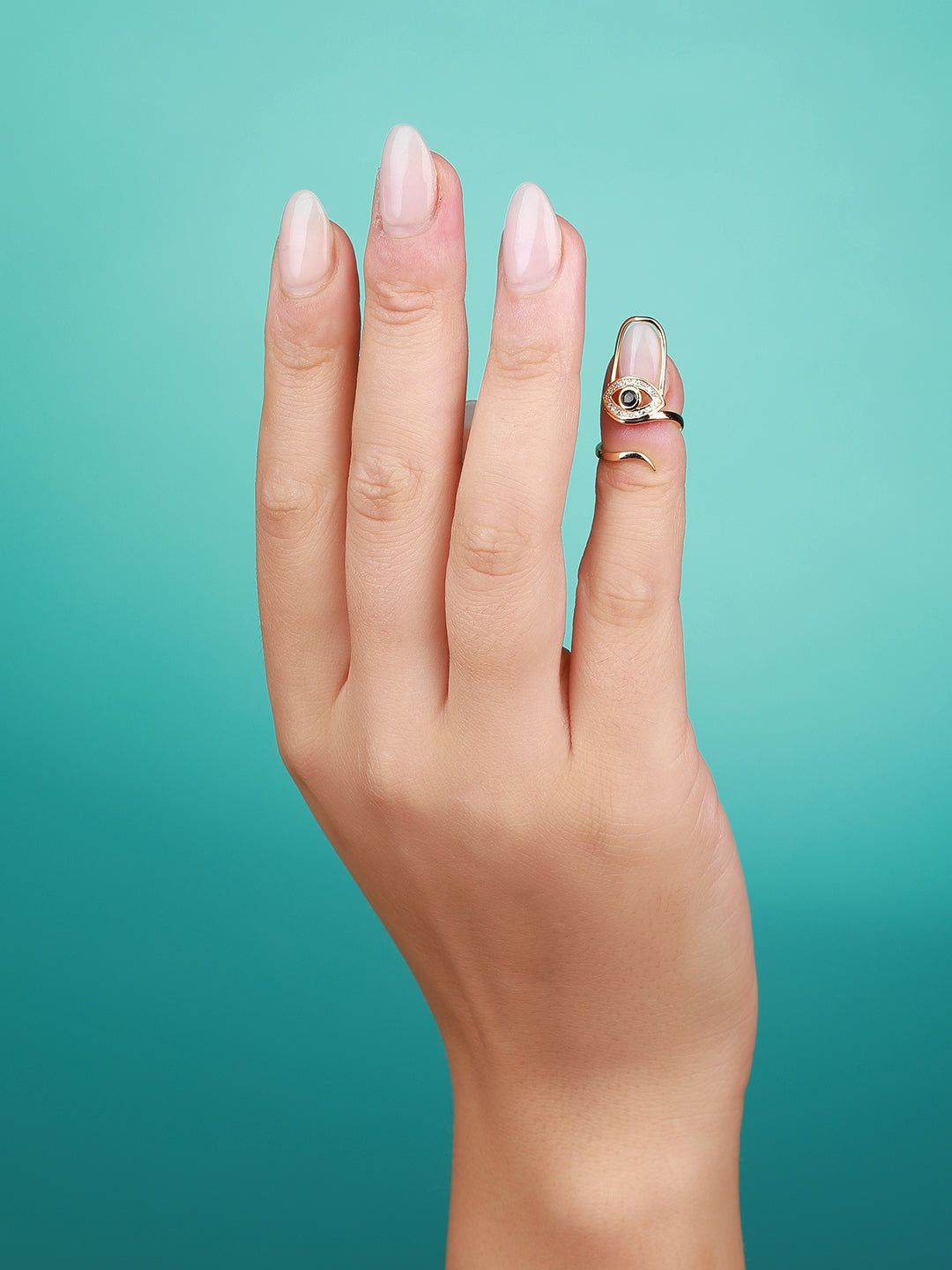 Set Of 4 Gold-Plated Stone Studded Rings