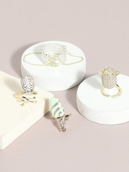 Set Of 4 Gold-Plated Rings