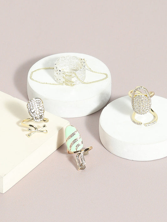 Set Of 4 Gold-Plated Rings