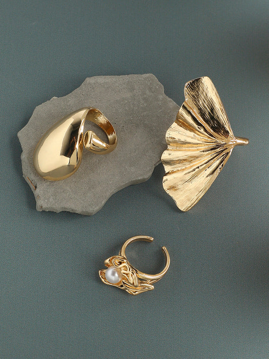 Set Of 3 Gold-Plated Rings