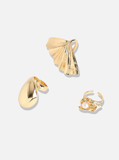 Set Of 3 Gold-Plated Rings