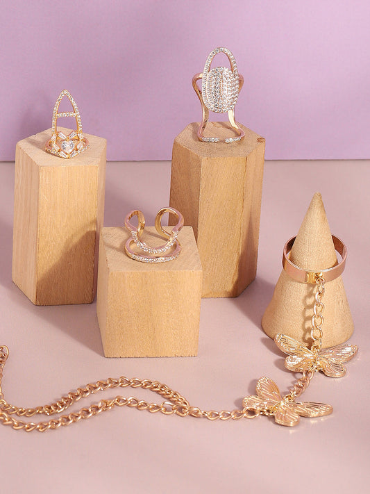 Set Of 4 Gold-Plated Rings