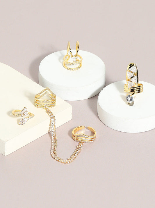 Set Of 4 Gold-Plated Rings