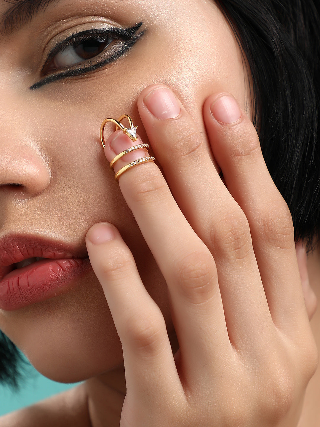 Set Of 4 Gold-Plated Rings