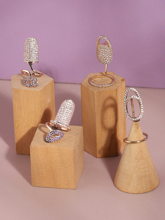 Set Of 4 Gold-Plated Regal Ensemble Ornate Rings