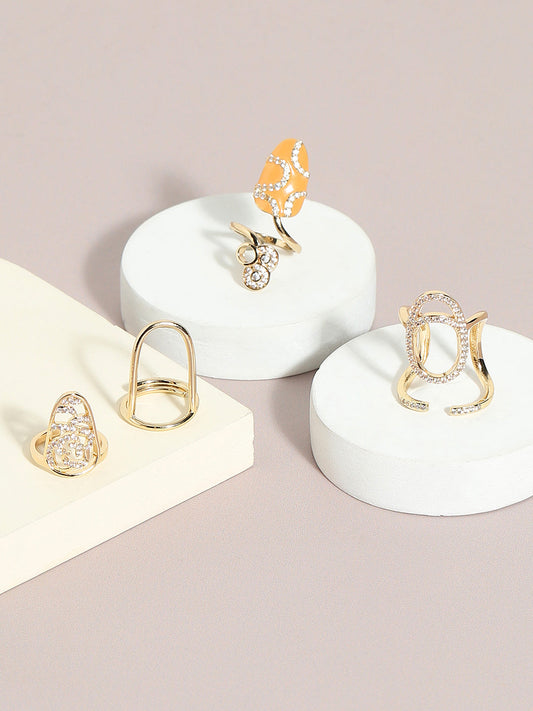 Set Of 4 Gold-Plated Finger Rings