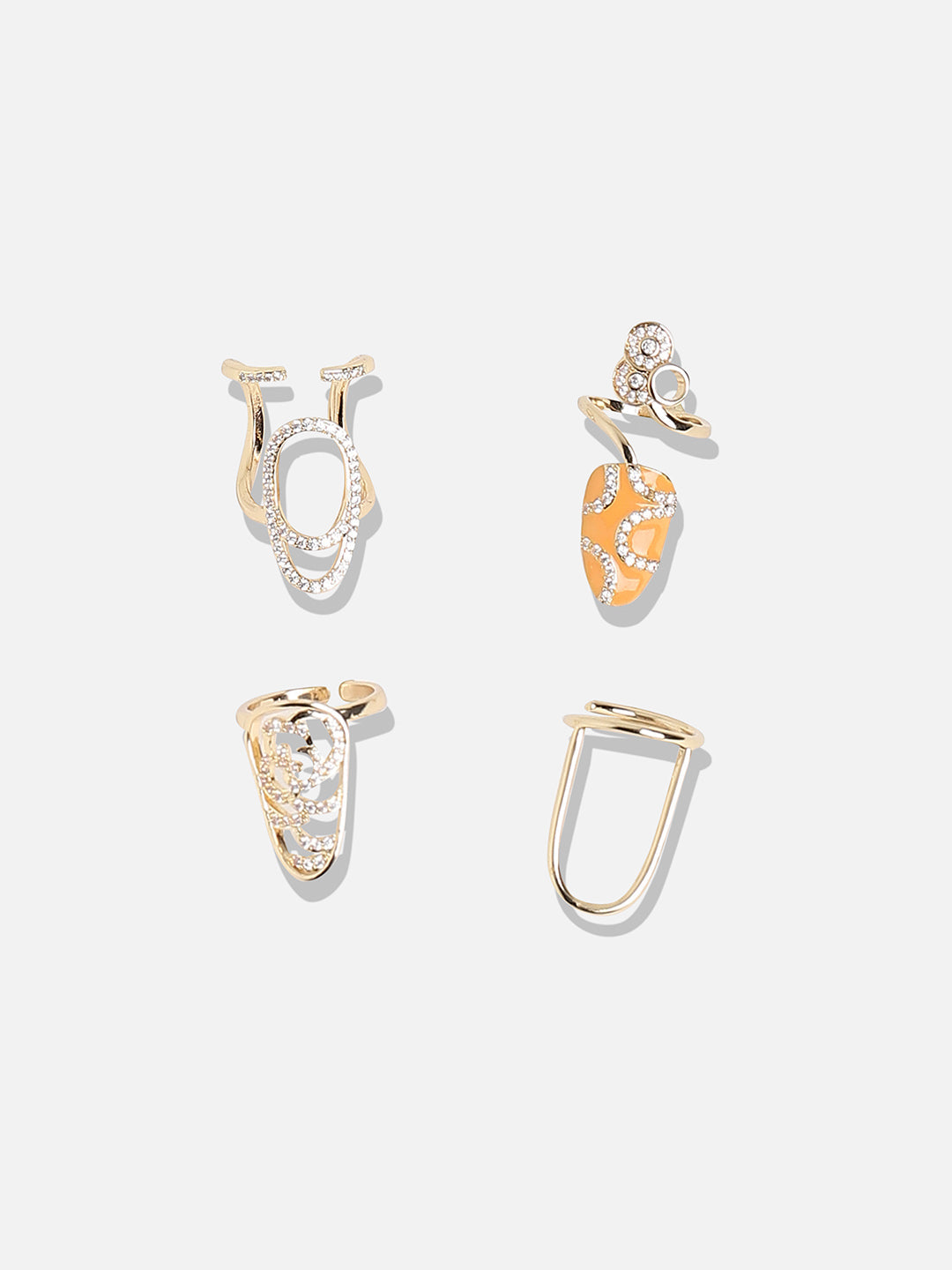 Set Of 4 Gold-Plated Finger Rings
