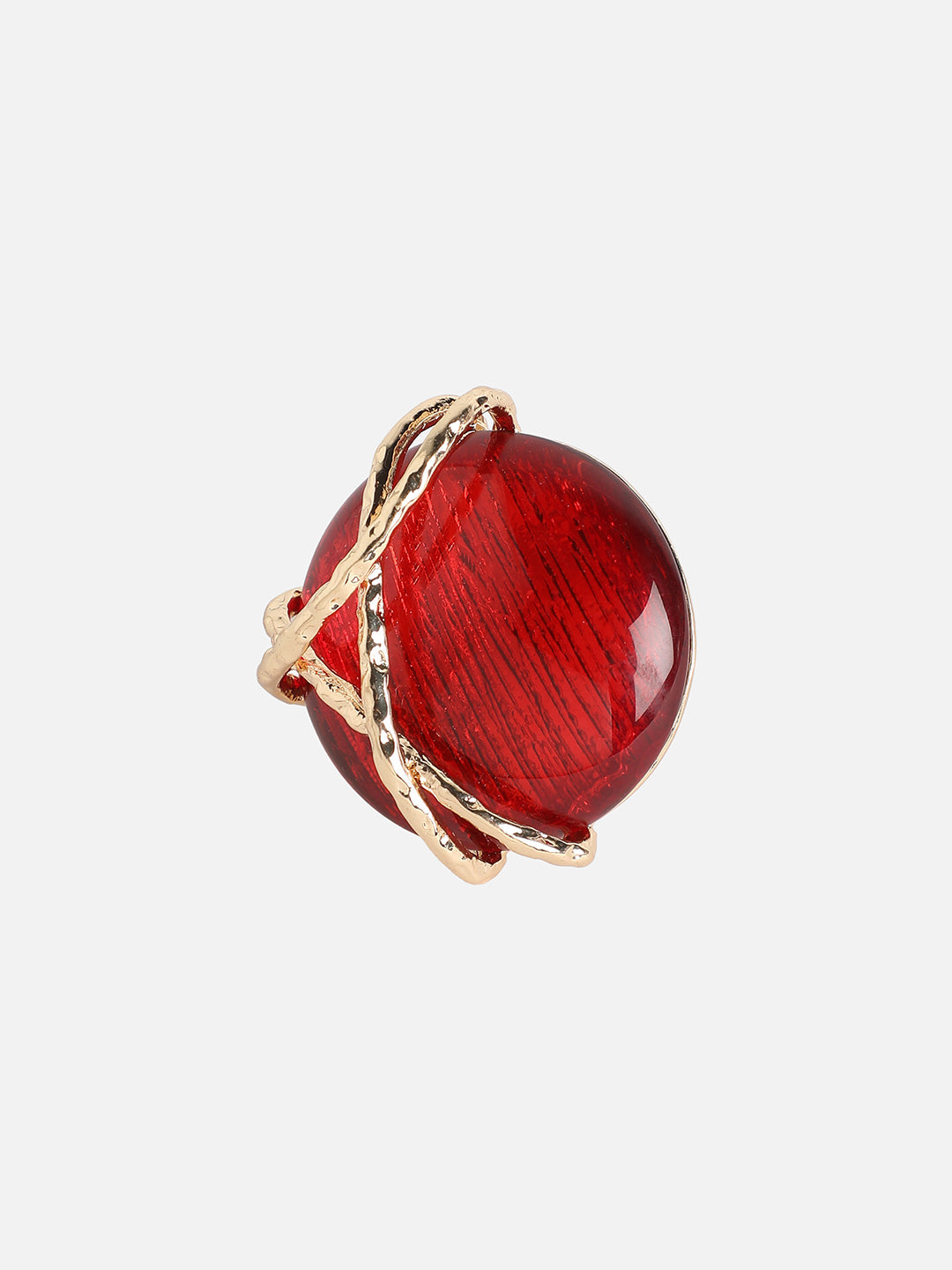 Set Of 2 Gold-Plated Stone-Studded Adjustable Finger Ring
