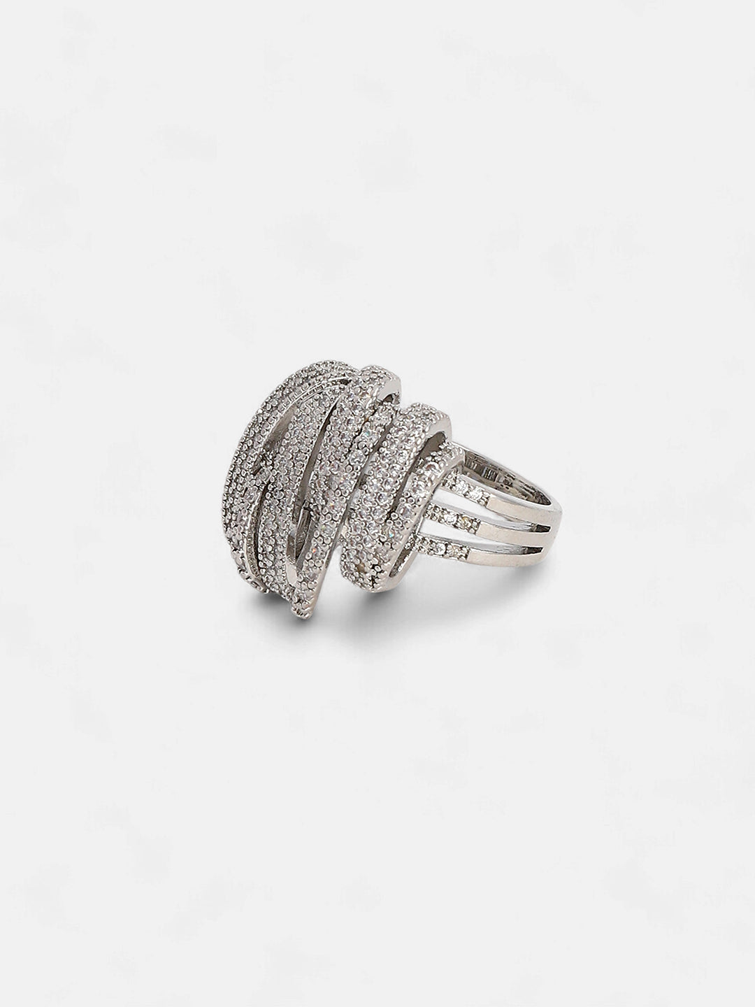 The Cristal Tempest Statement Ring - Metallic Silver-SOHIRG6095