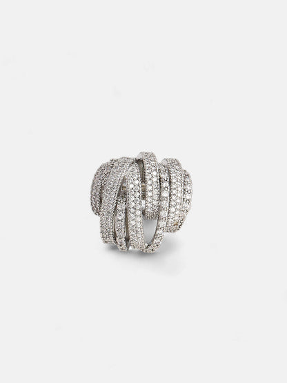 The Cristal Tempest Statement Ring - Metallic Silver-SOHIRG6095