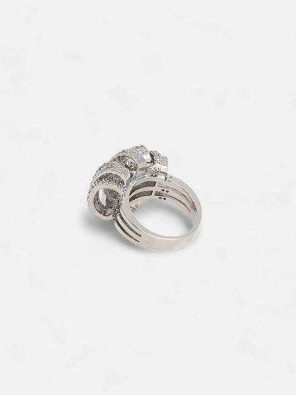 The Cristal Tempest Statement Ring - Metallic Silver-SOHIRG6095