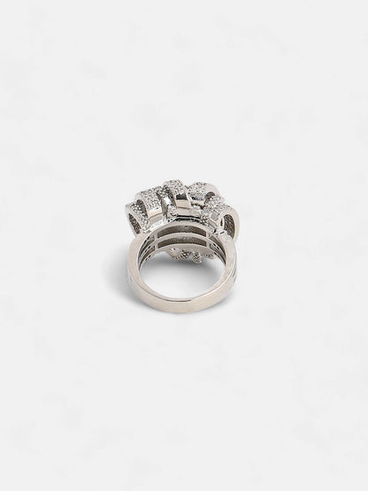 The Cristal Tempest Statement Ring - Metallic Silver-SOHIRG6095